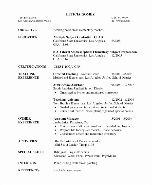First Year Teacher Resume Template Best Resume Collection
