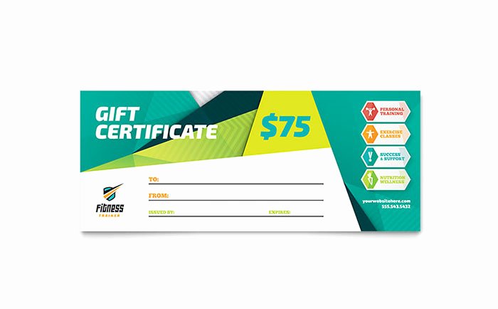 Fitness Trainer Gift Certificate Template Design