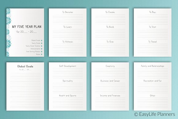 Five Year Plan 7x9 Printable Stationery Templates