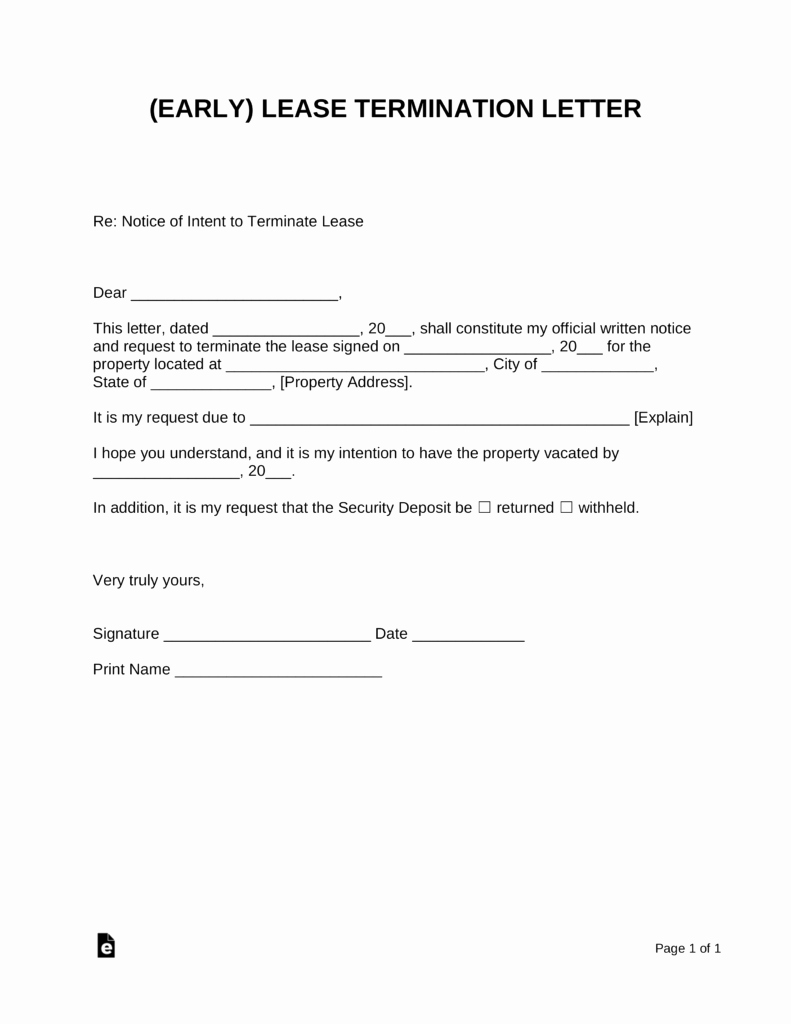 Fixed Lease Termination Letters