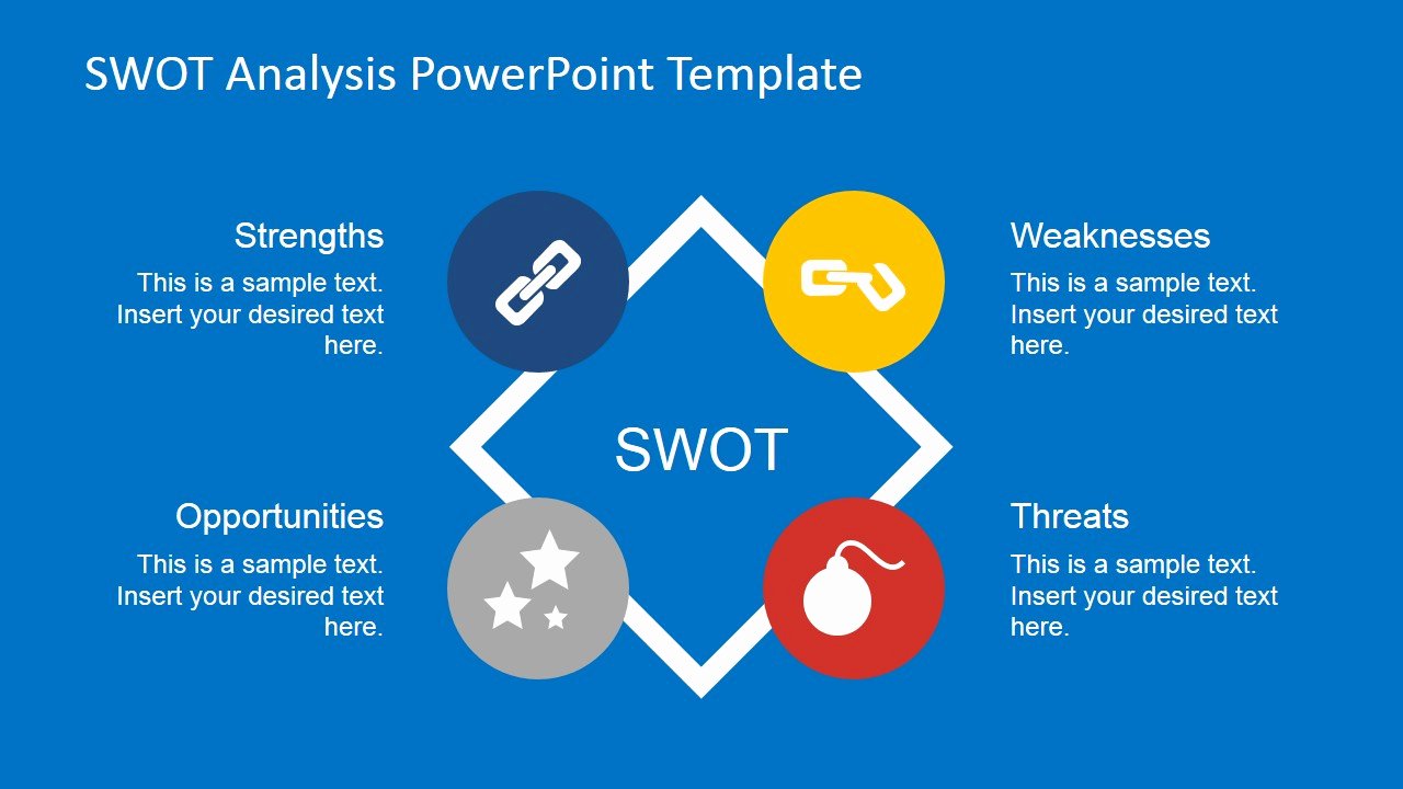 flat swot analysis powerpoint template