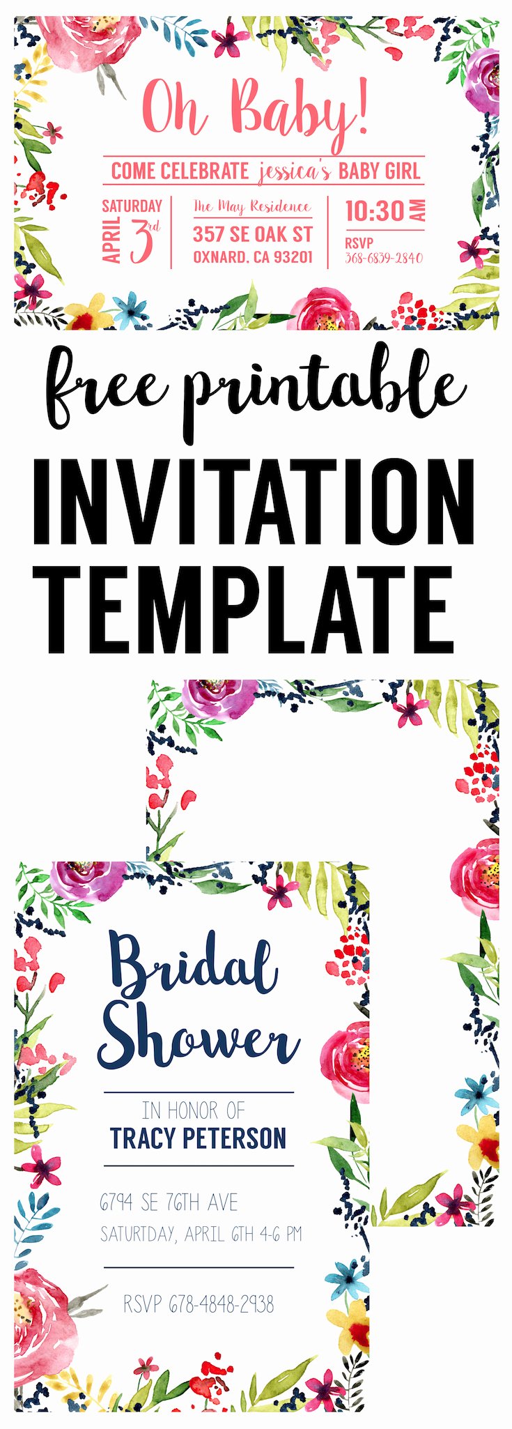 Floral Borders Invitations Free Printable Invitation