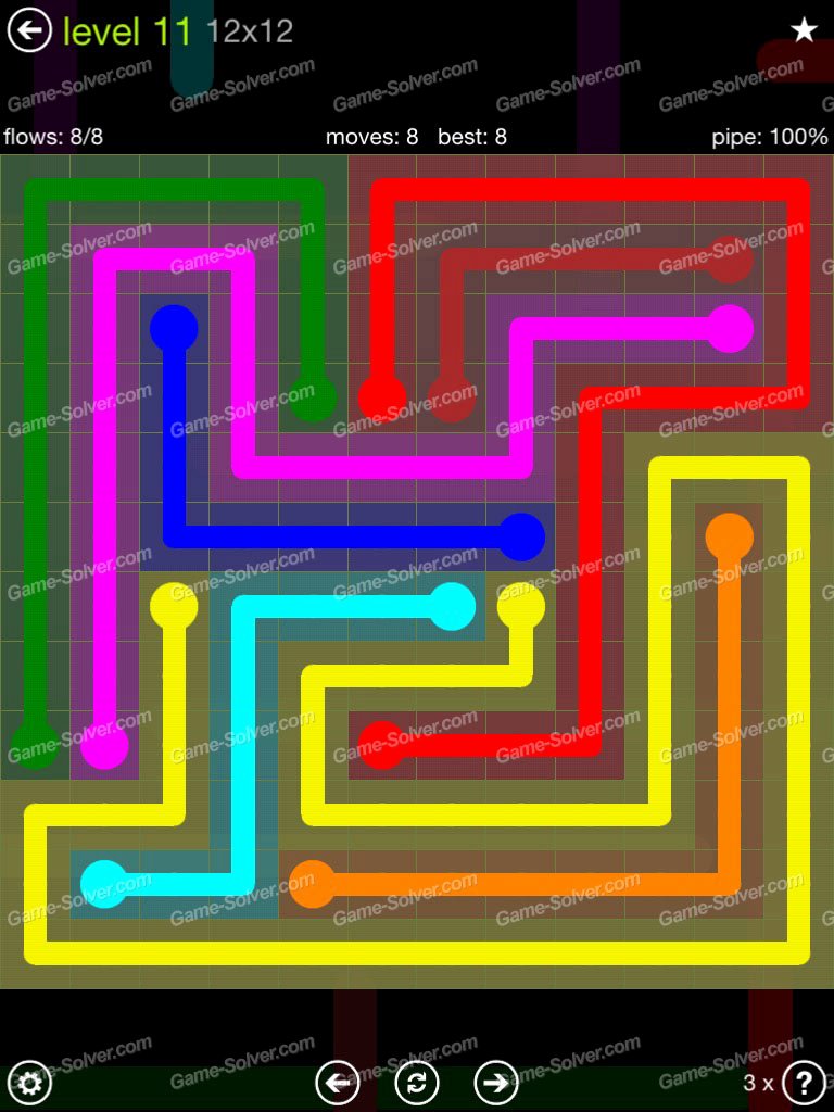 Flow Extreme Pack 12×12 Level 11 Game solver