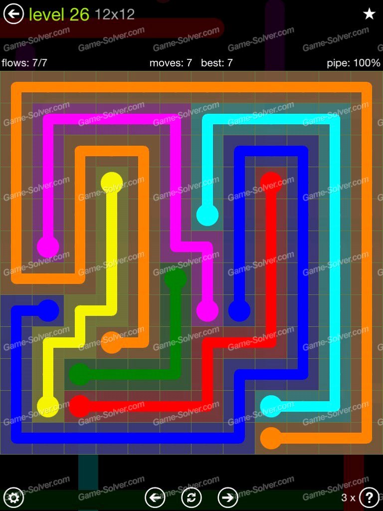 Flow Extreme Pack 12×12 Level 26 Game solver