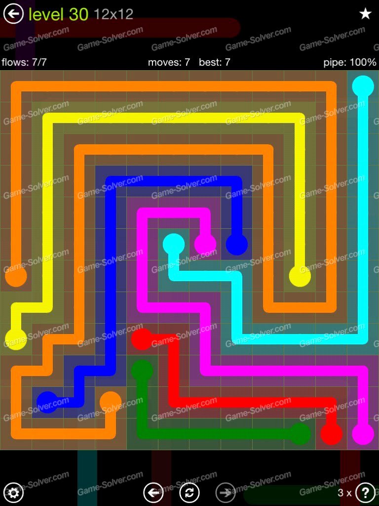 Flow Extreme Pack 12×12 Level 30 Game solver