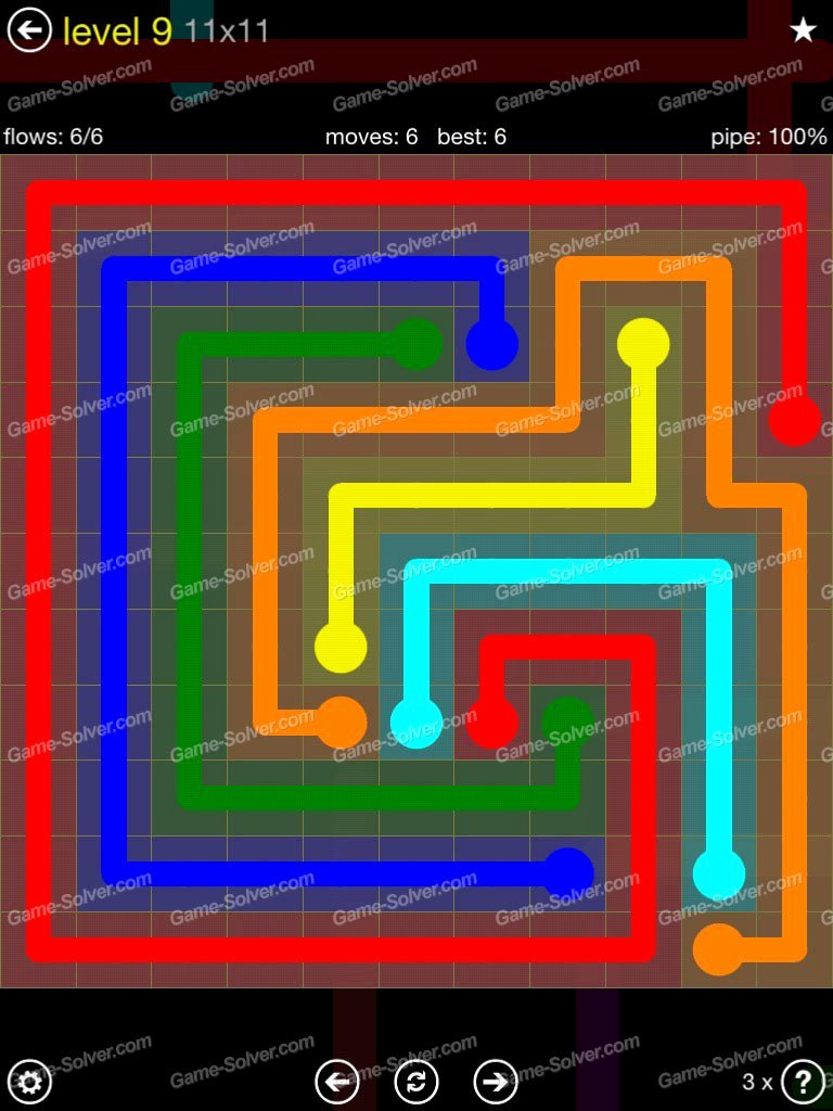 Flow Extreme Pack 2 11×11 Level 9 Game solver