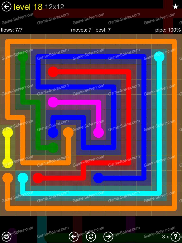 Flow Extreme Pack 2 12×12 Level 18 Game solver