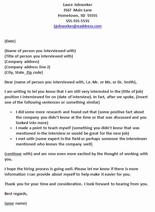 Follow Up Interview Letter