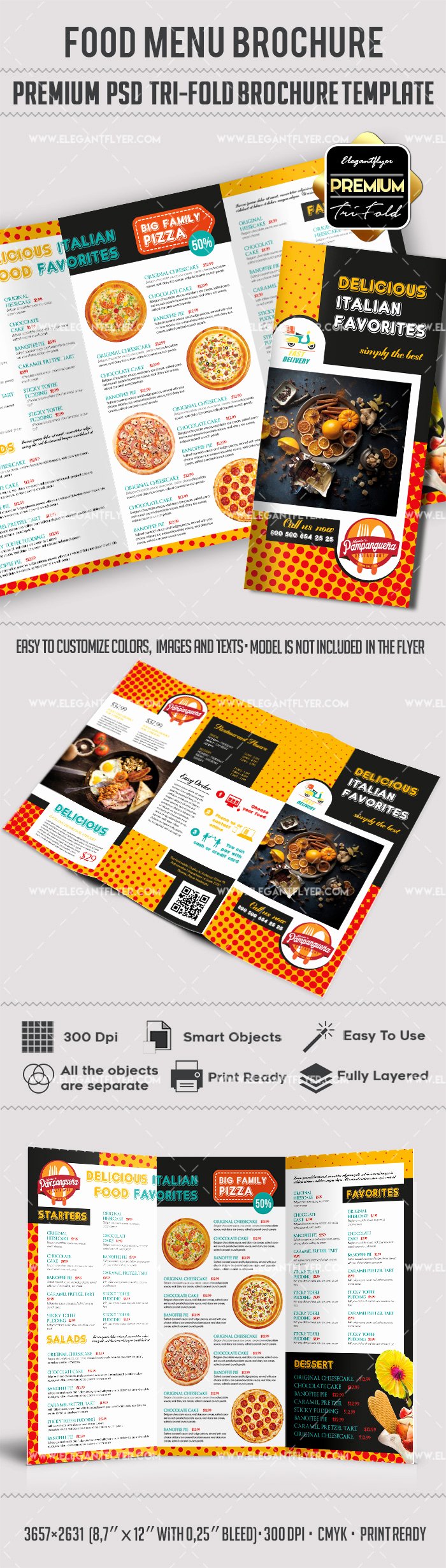 food menu premium tri fold psd brochure template 2