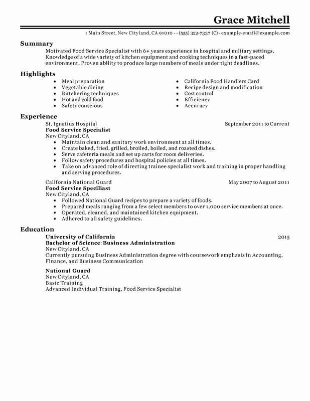 Food Service Specialist Resume Examples Created by Pros