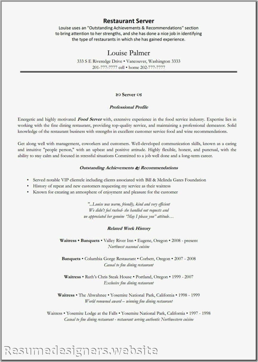 Food Service Worker Resume Example – Perfect Resume format