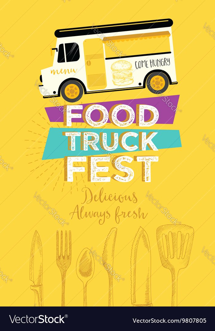 Food Truck Party Invitation Food Menu Template Vector Image