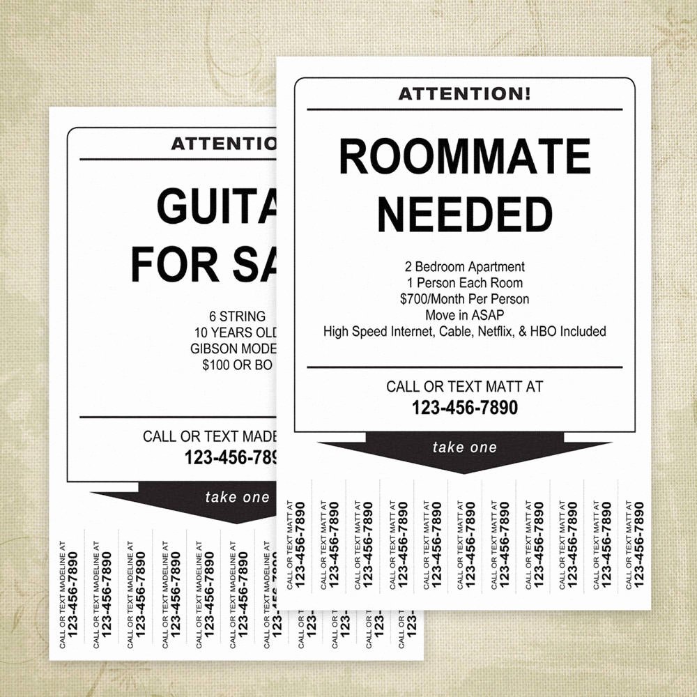 For Rent for Sale Ad Flyer Sign with Tear F Tabs Pdf with