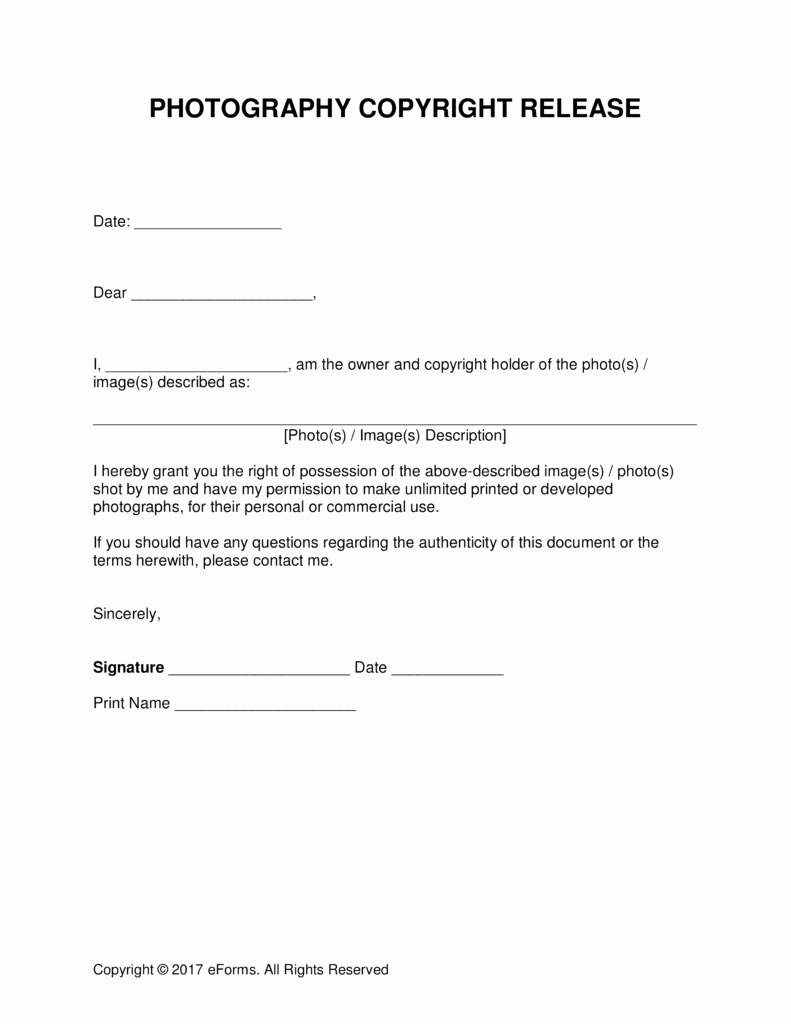 Form Copyright Release form
