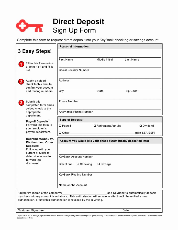 Form Direct Deposit form