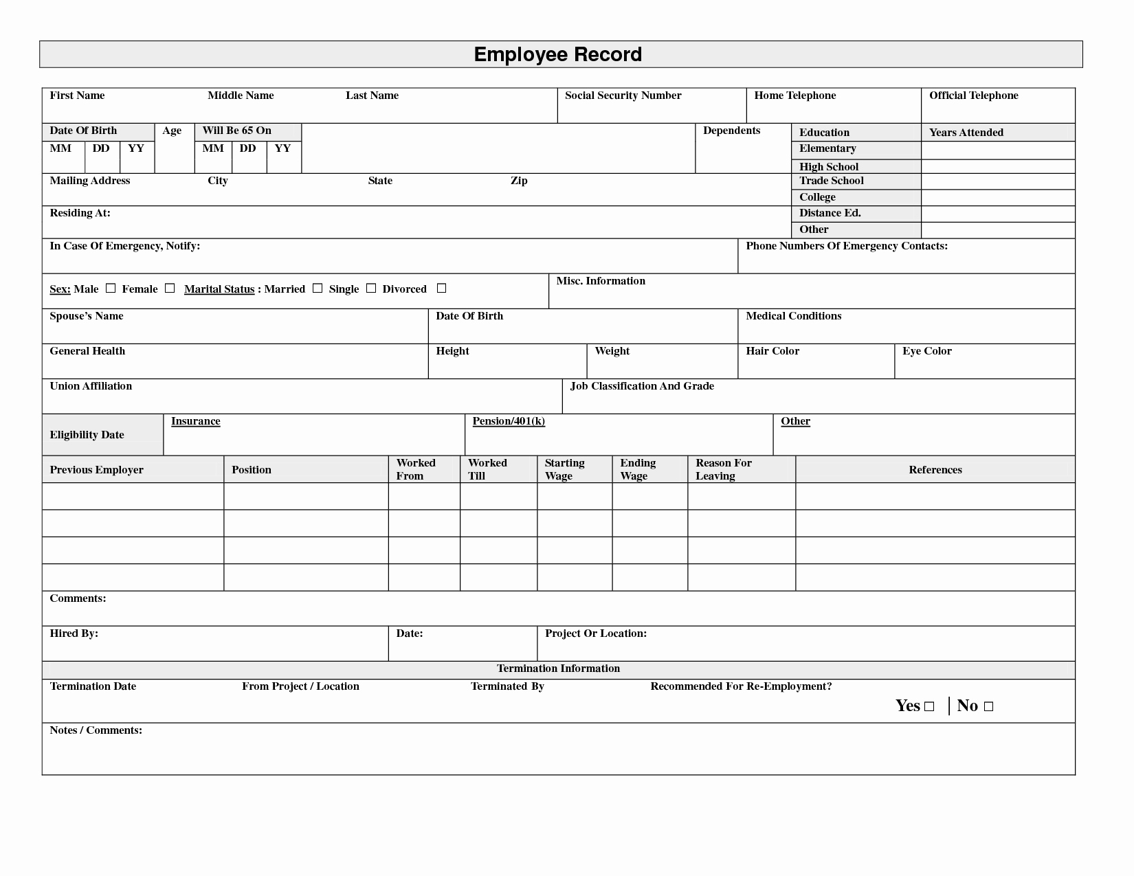 Form Medical Record form
