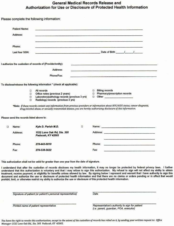 Form Medical Records Release form