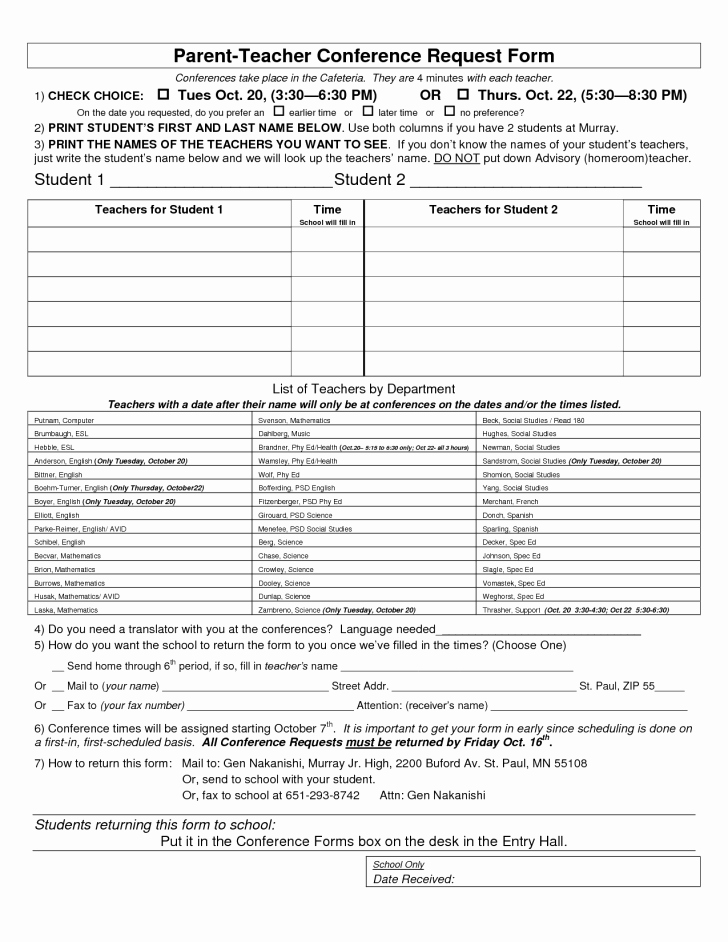 Form Parent Teacher Conference forms