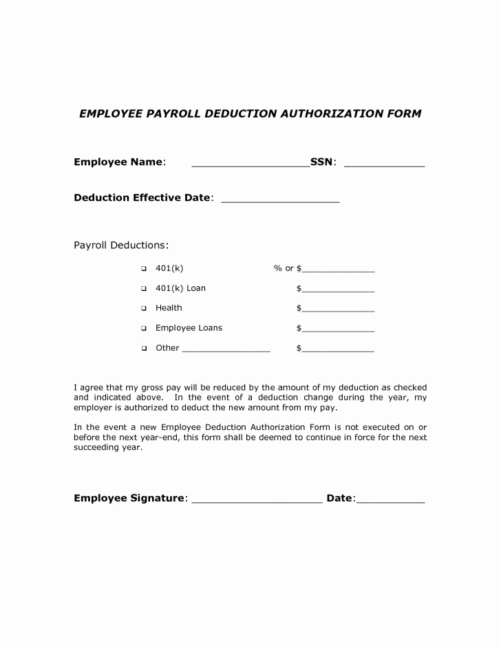 Form Payroll Deduction form