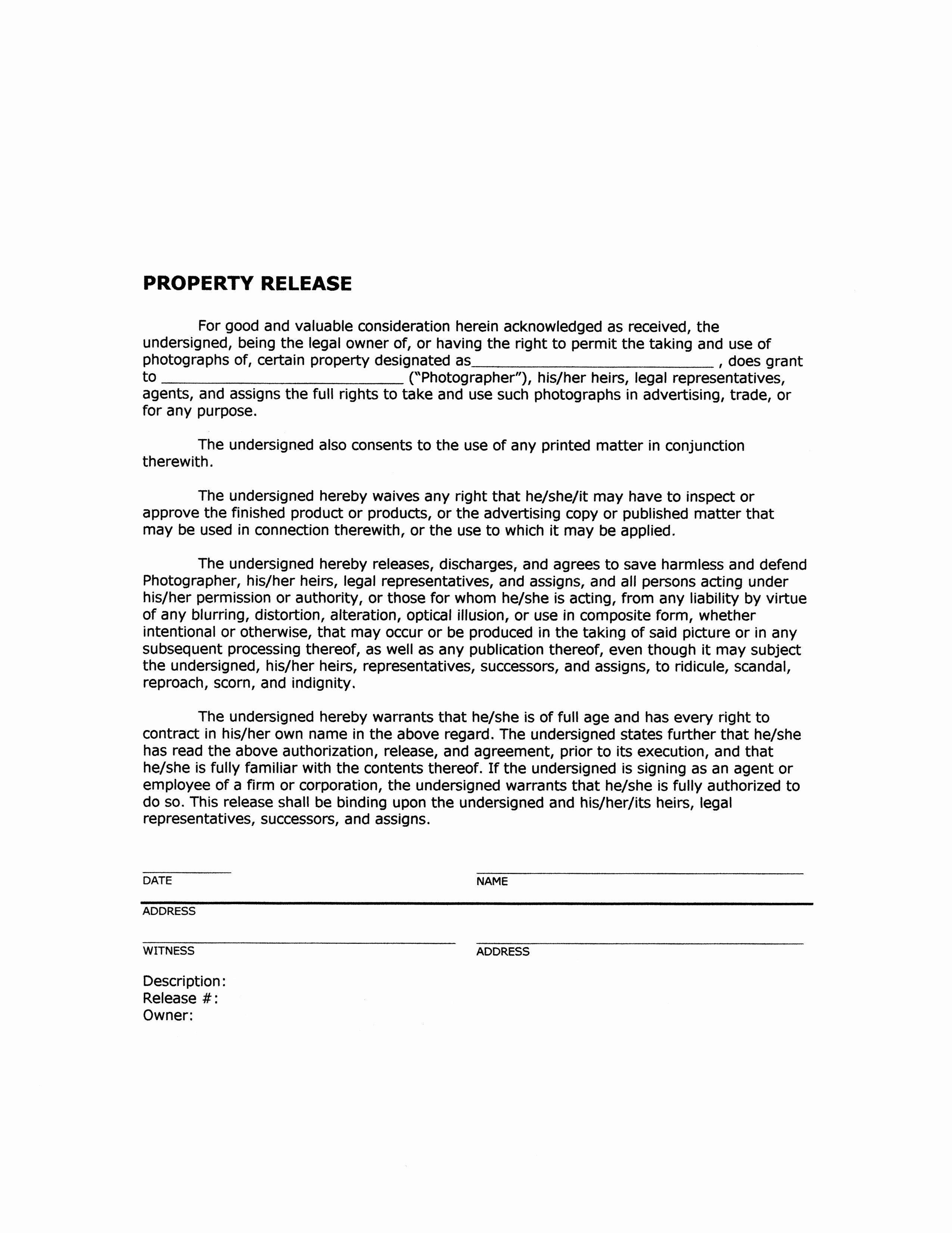 Form Property Release form
