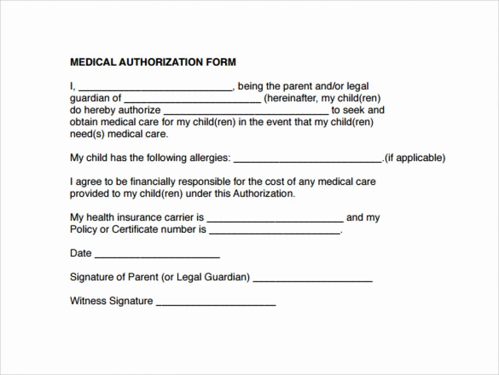 Form Templates Medical Authorization form Medical