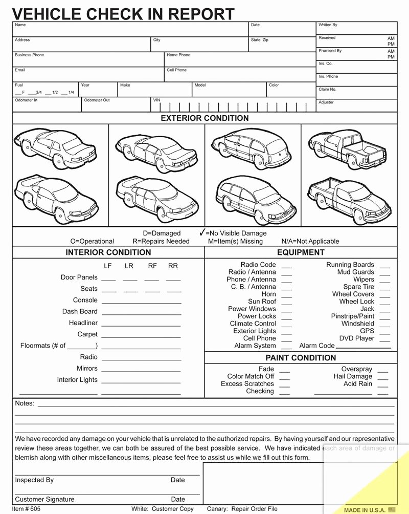 Form Templates Vehicle Condition Report form Vehicle