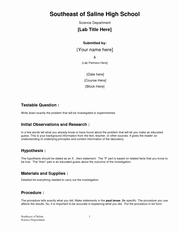 Formal Lab Report Template 7 formal Lab Report Template