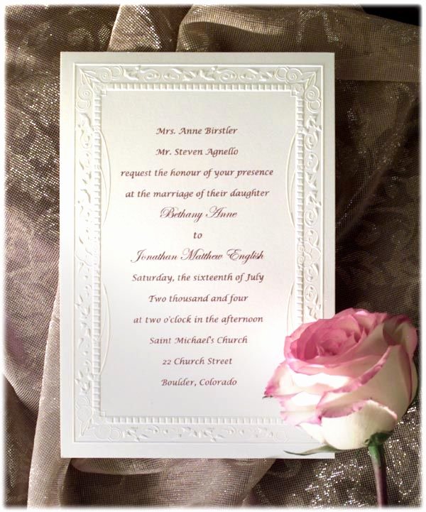Formal Wedding Invitation Wording