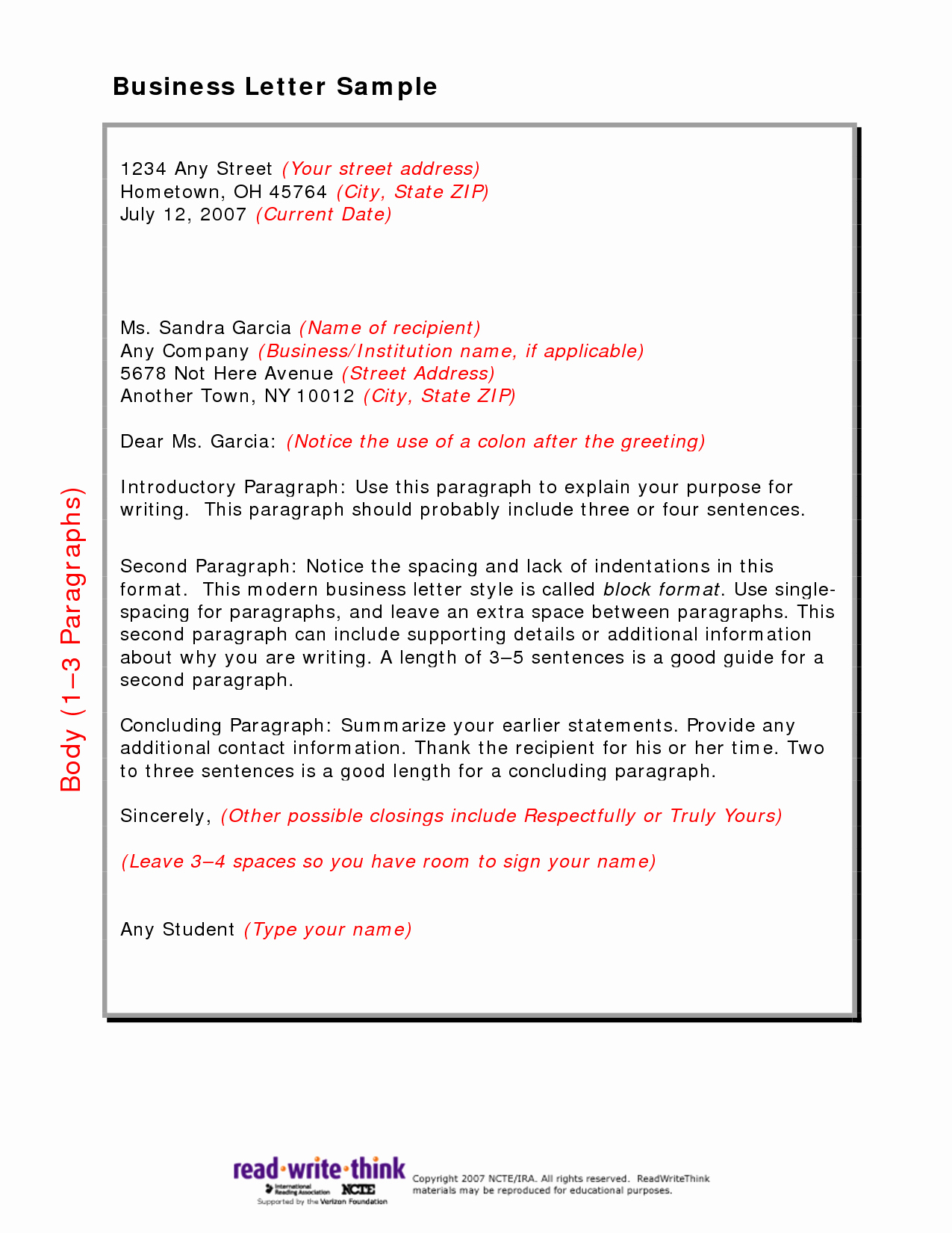 Format for Letter Writing Best Template Collection