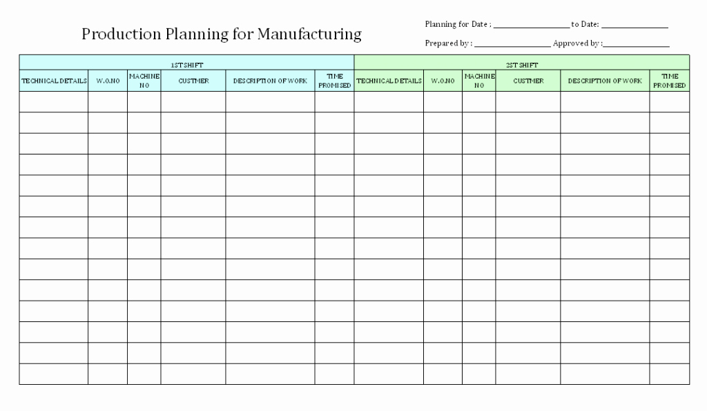 Format Of Simple Production Manufacturing Schedule