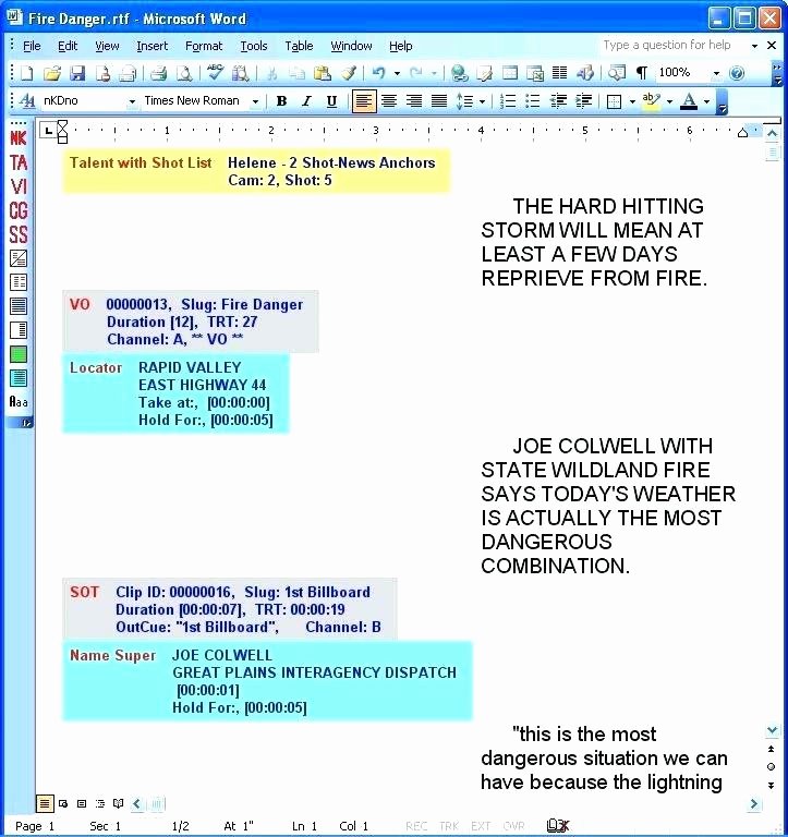 Formatting Screenplays Ic Book Script Template Word