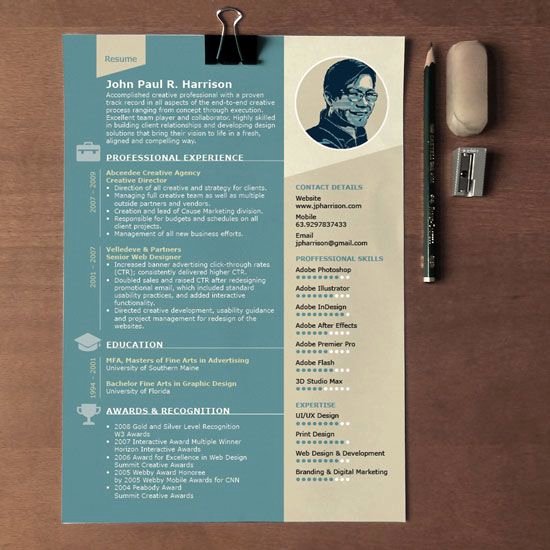 Free 1 Page Indesign Resume Template