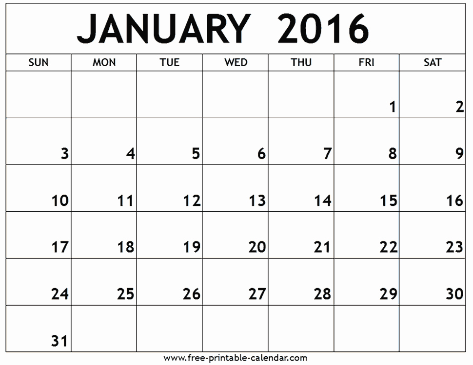 Free 2016 Calendar Template