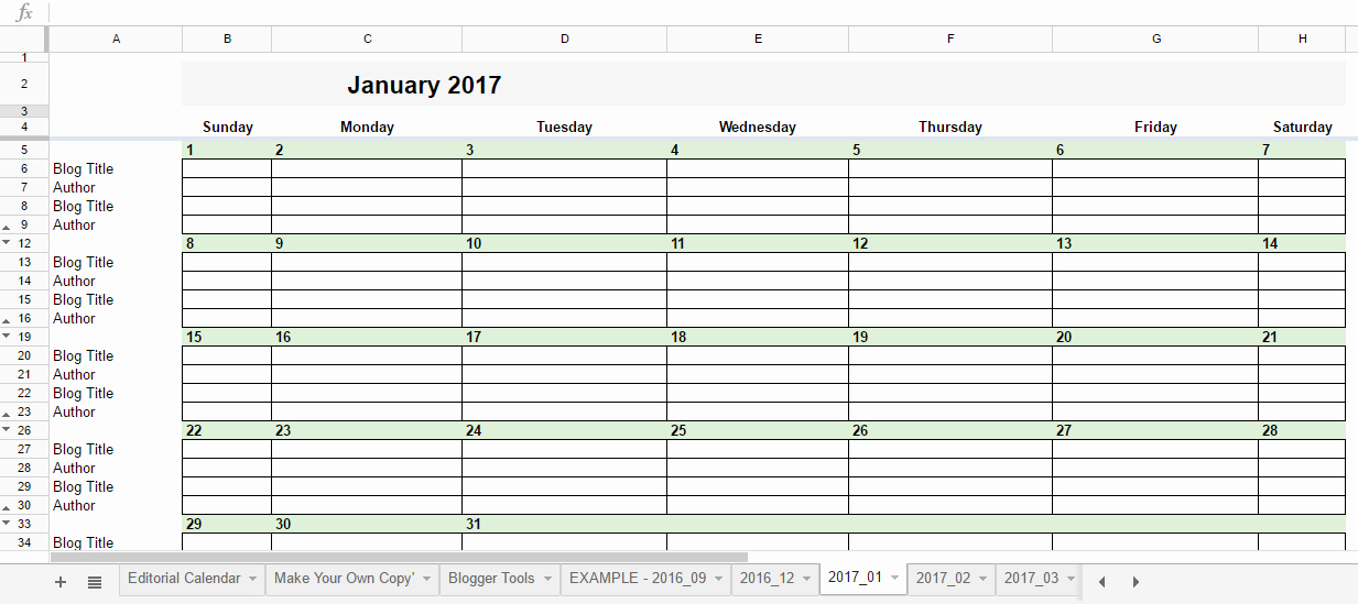 free 2017 editorial calendar in google spreadsheets