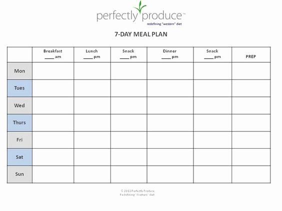 Free 7 Day Meal Planning Template &quot;always Be Prepared