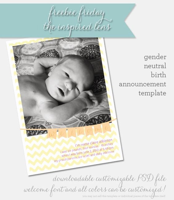 Free Able Gender Neutral Birth Announcement