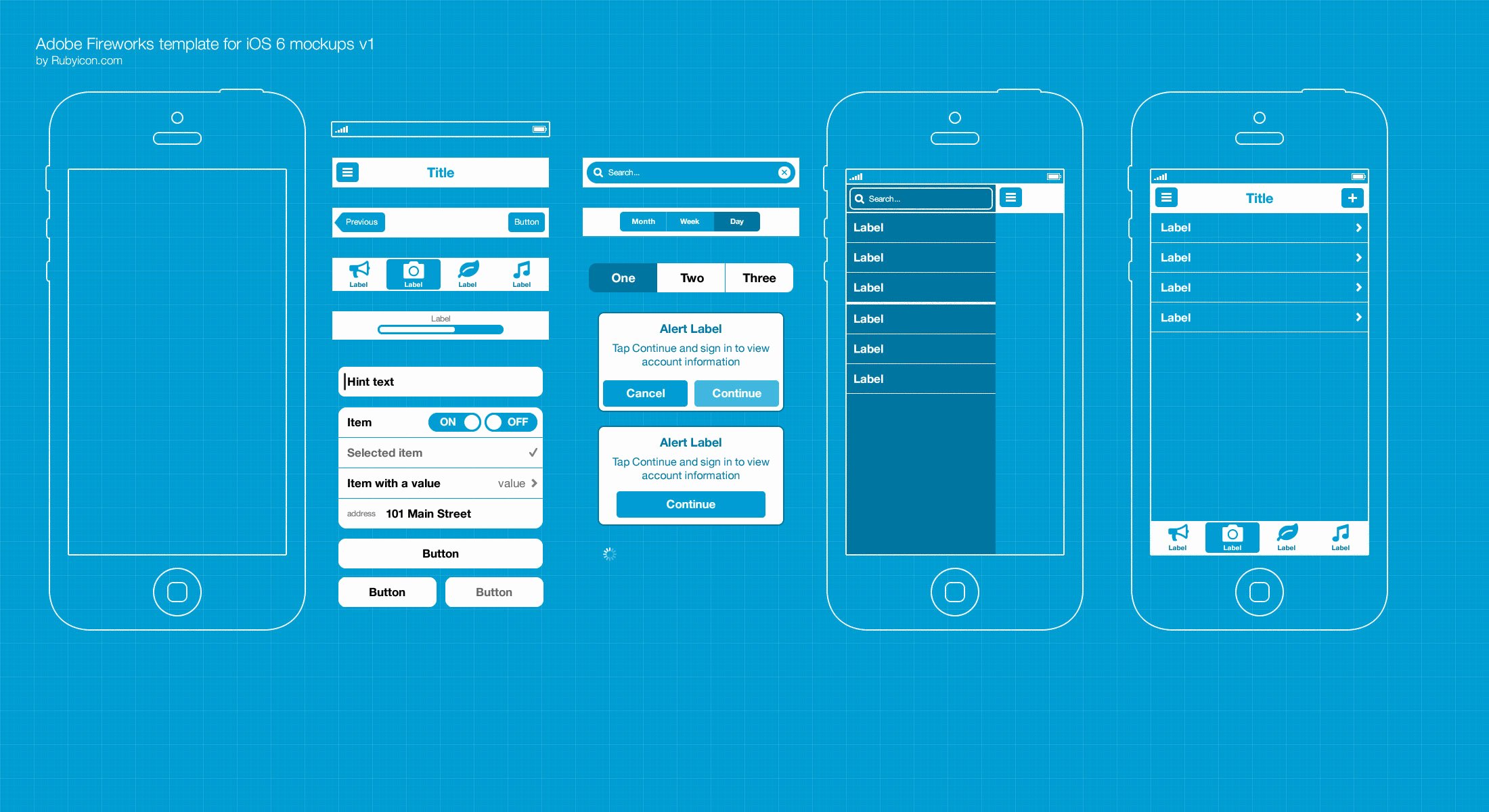 Free Adobe Fw Template for Ios 6 Wireframing Blueprints