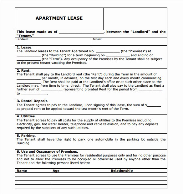 Free Apartment Rental Lease Application and Other Rental