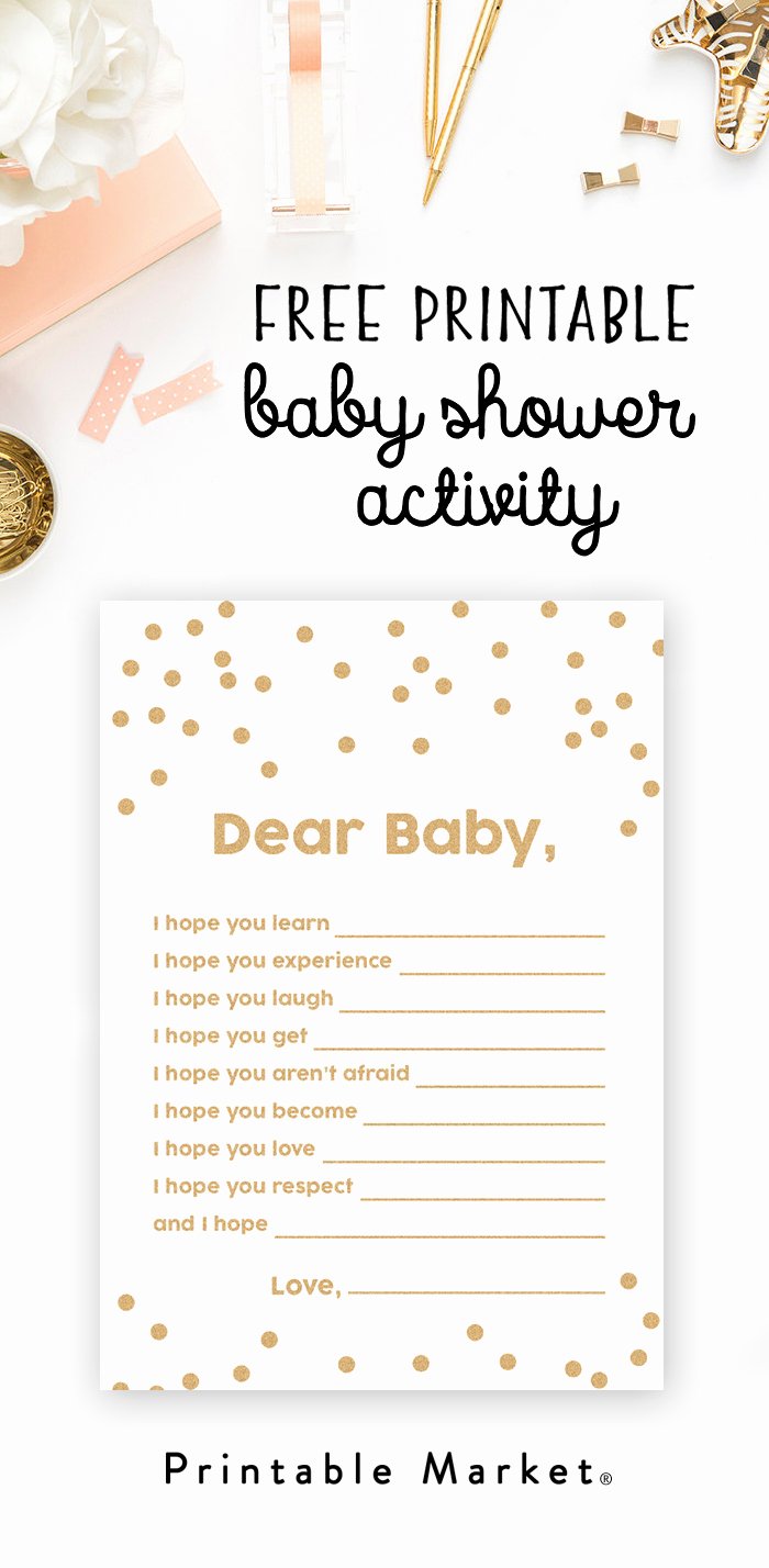 Free Baby Shower Printable Gold Glitter Wishes for Baby