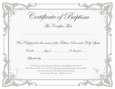 Free Baptism Certificate Templates
