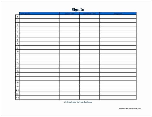 F335 Basic Appointment Sign In Sheet Wide