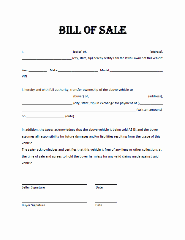 Free Bill Sale Template
