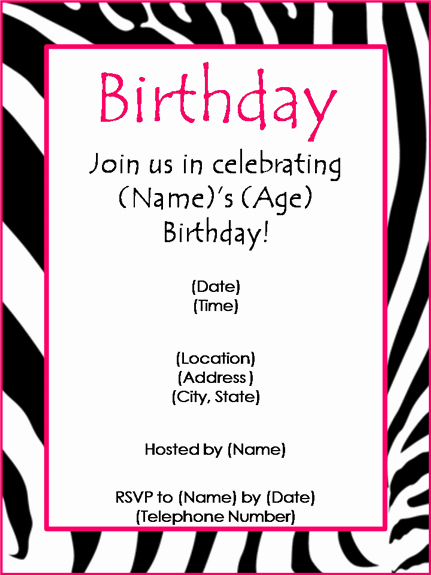 free birthday party invitation templates for word