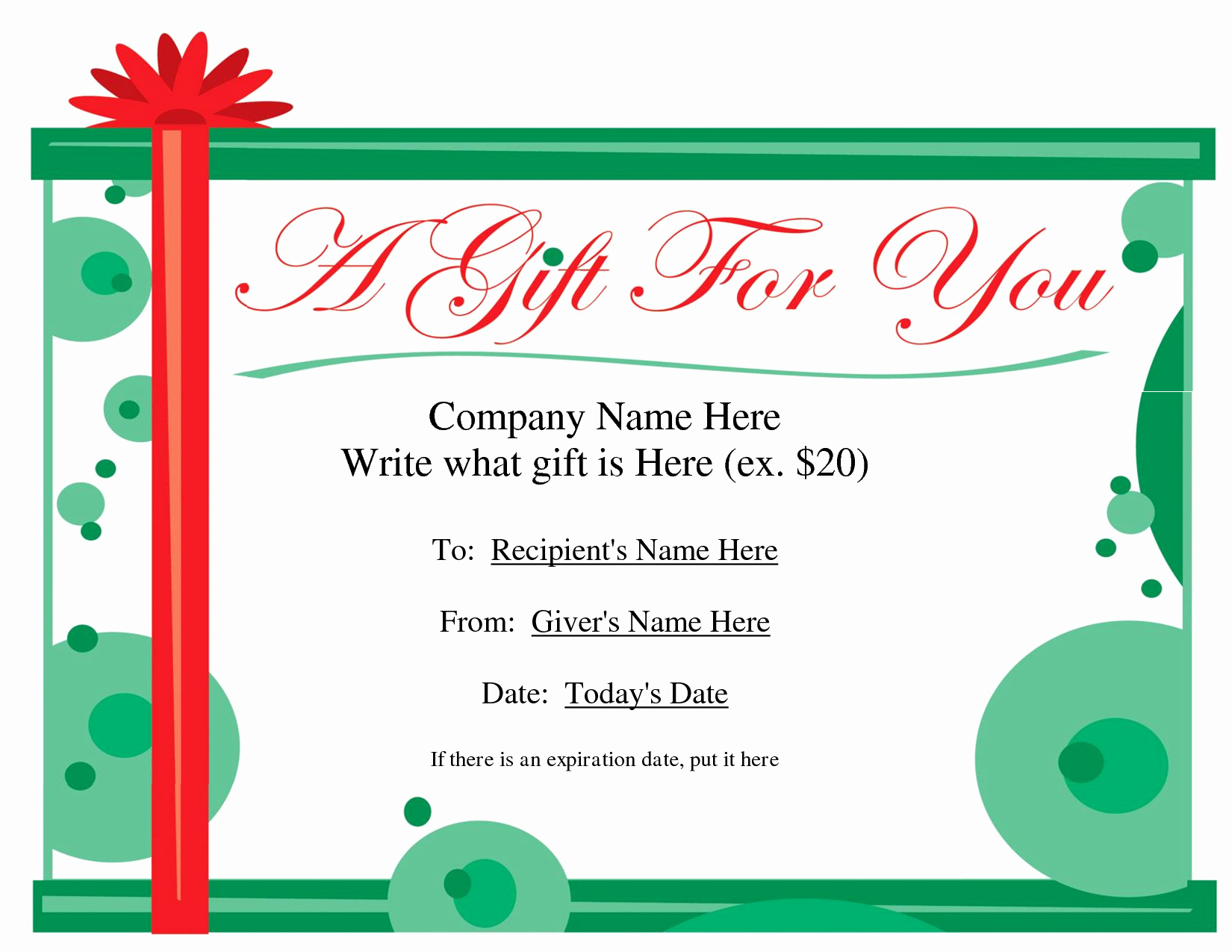 Free Blank Gift Certificate Template Christmas Letter