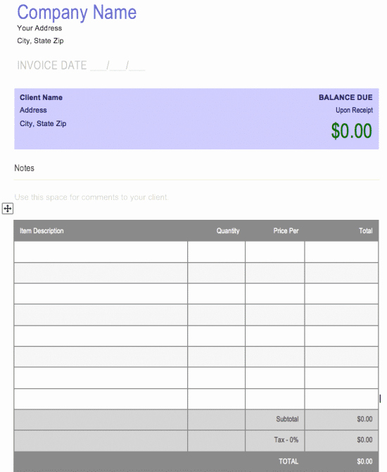 Free Blank Invoice Templates In Microsoft Word Cx