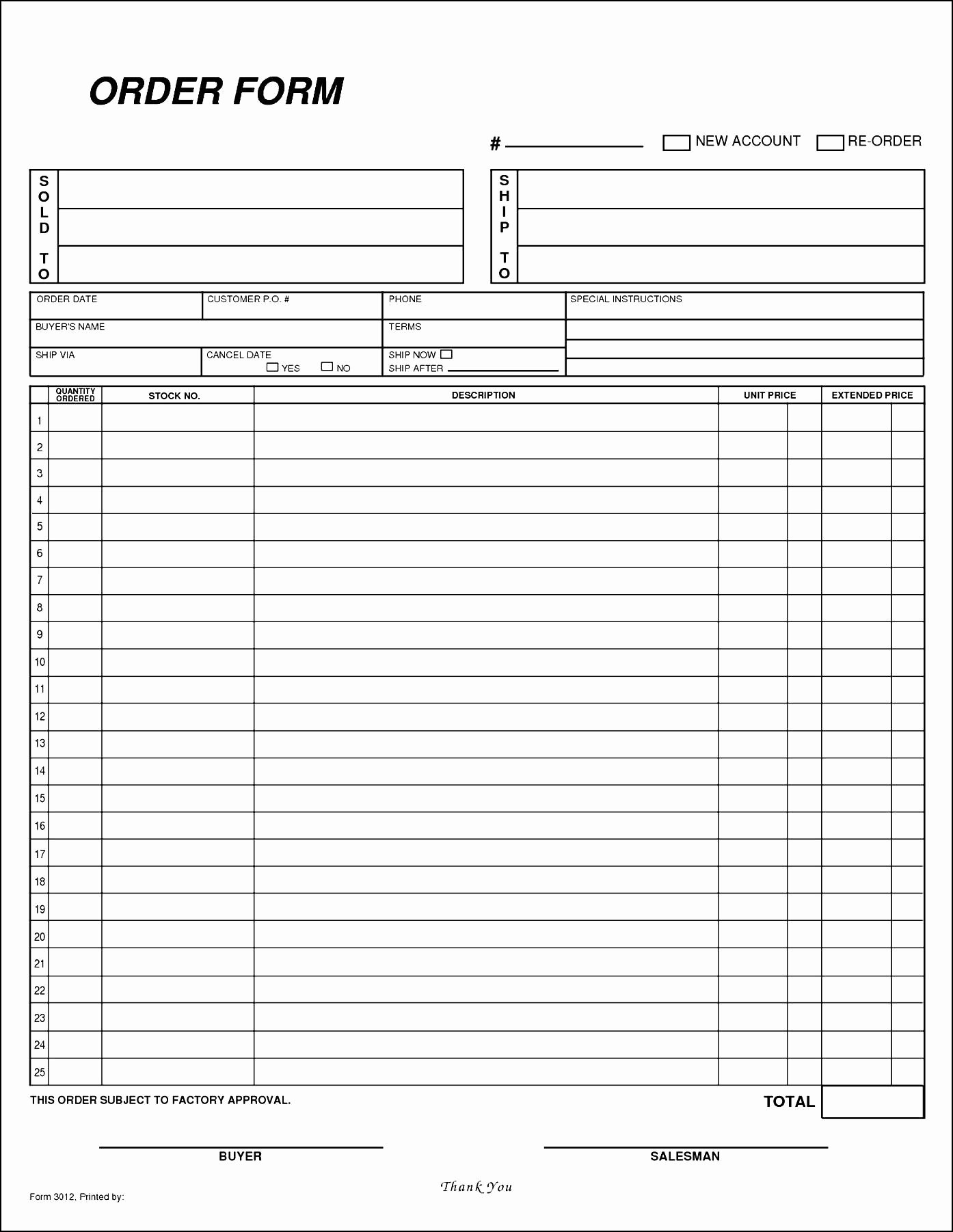 Free Blank order form Template Besttemplates123