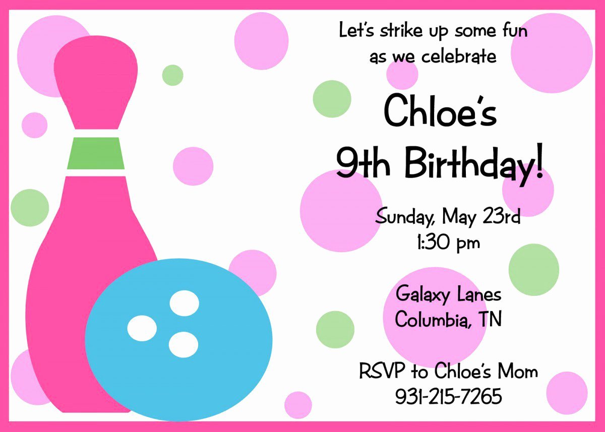 Free Bowling Birthday Invitations Printable