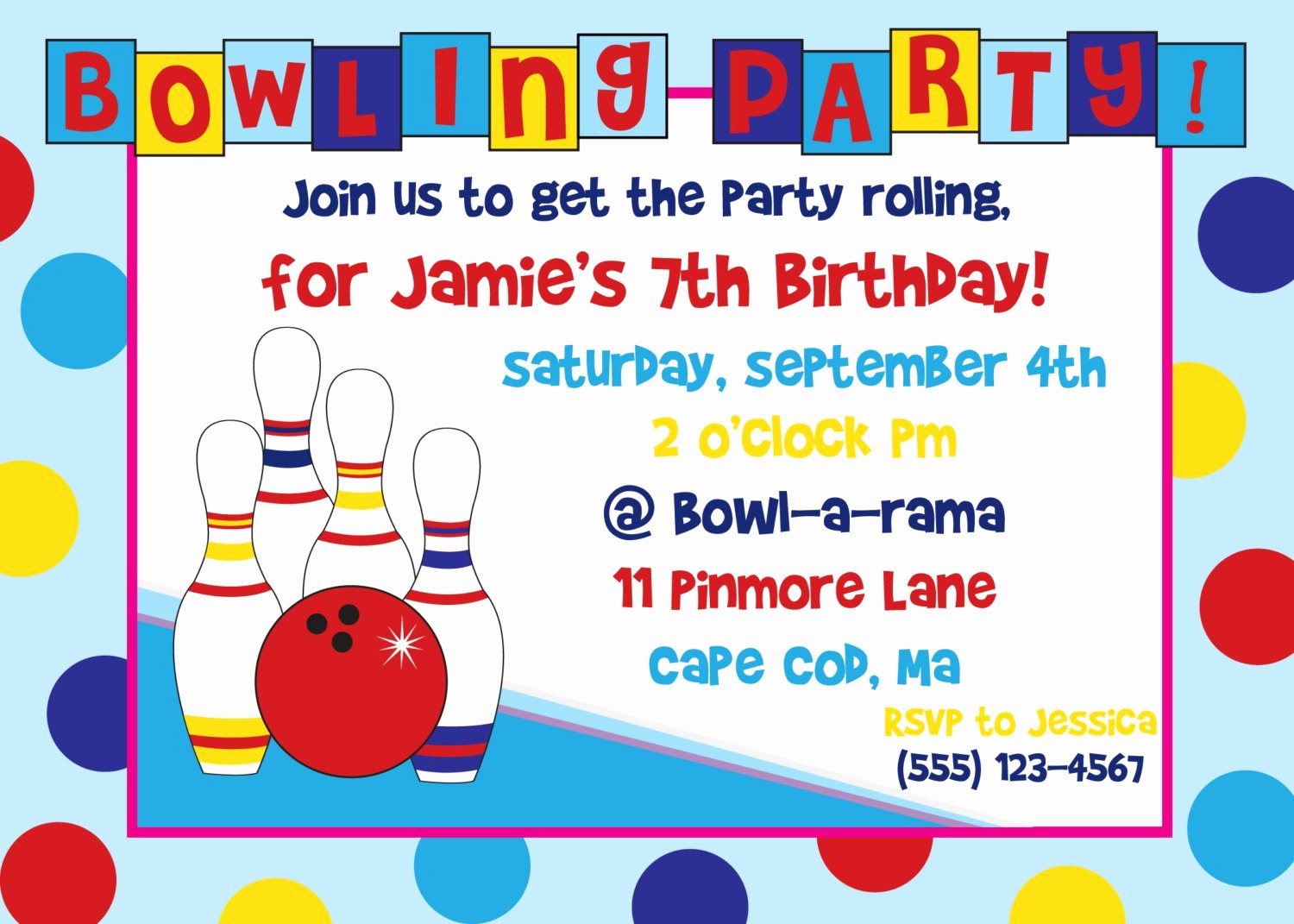 free bowling birthday party invitations print