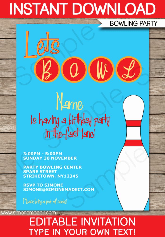 Free Bowling Party Invitation Printable