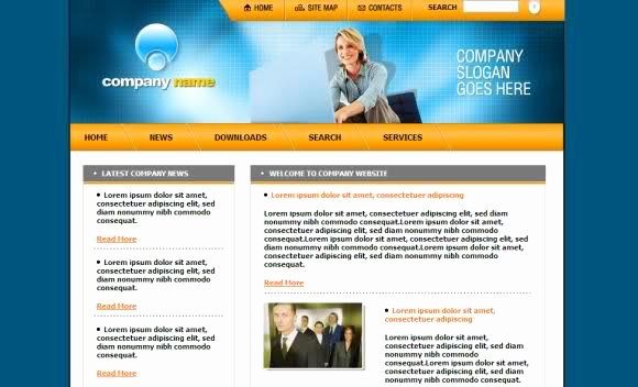 Free Business Blue Yellow Web Template